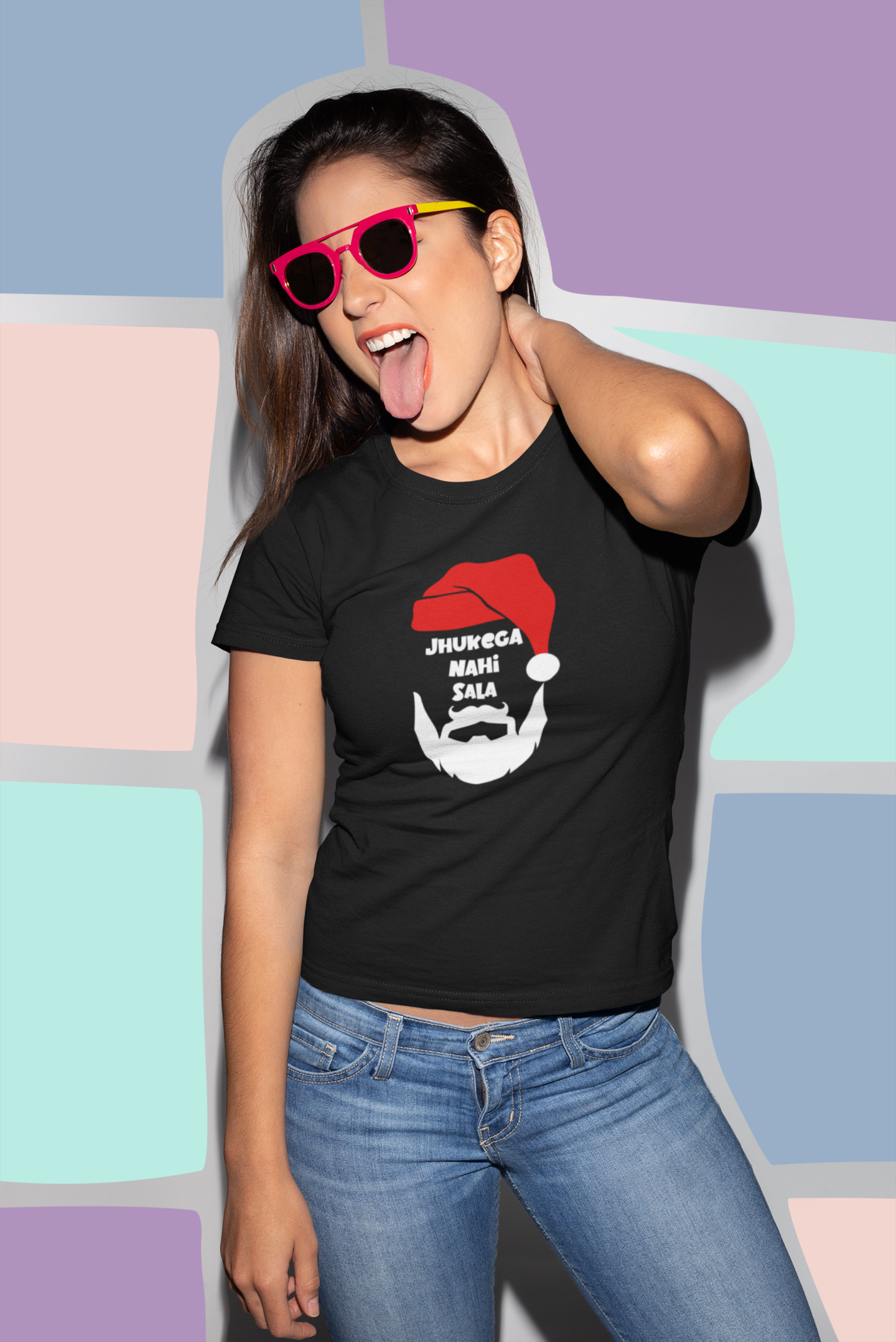 Christmas Santa Jhukega Nahi Sala Women T-Shirt